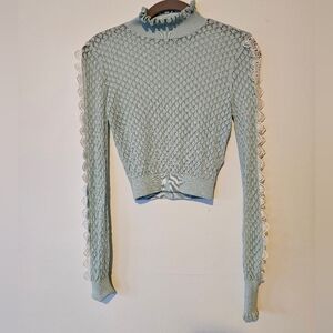 Zara semi sheer crochet lace top